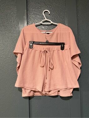 NWOT SHEIN Pink Waffle Knit Set Size Large